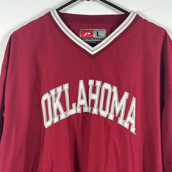 🔥🏈 Vintage OKLAHOMA SOONERS Pro Player Embroidered Pullover Jacket Sz Lg - EUC - Picture 2 of 11